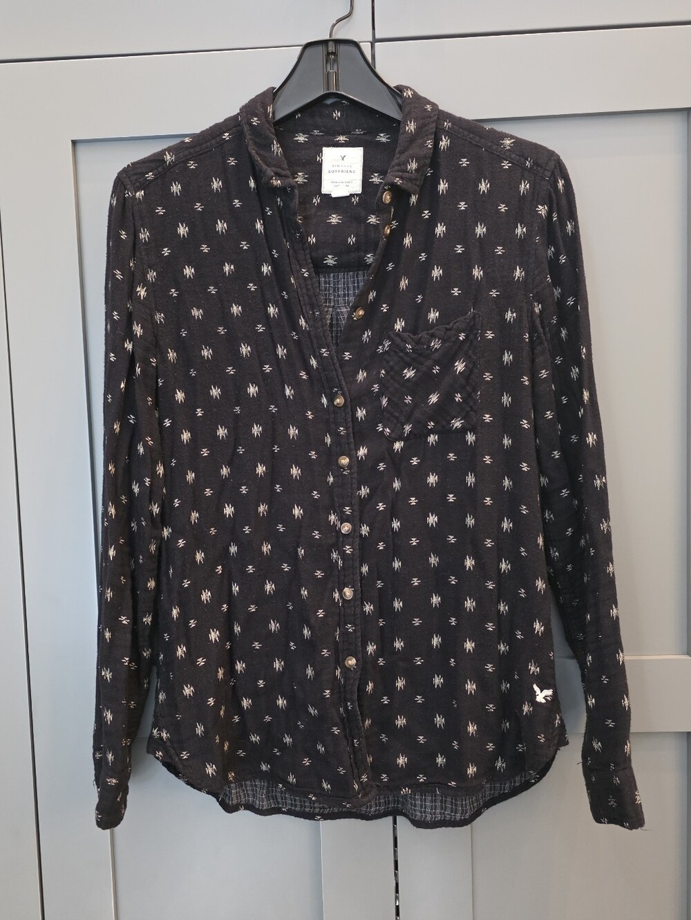 American Eagle Women’s Small Vintage Boyfriend Button Shirt Soft Preppy Casual